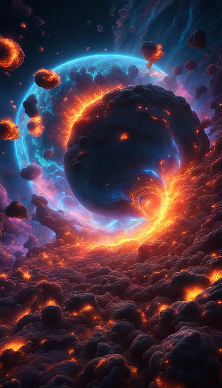 Psychedelic Earth Explosion into Wormhole, Bioluminescent Ar...