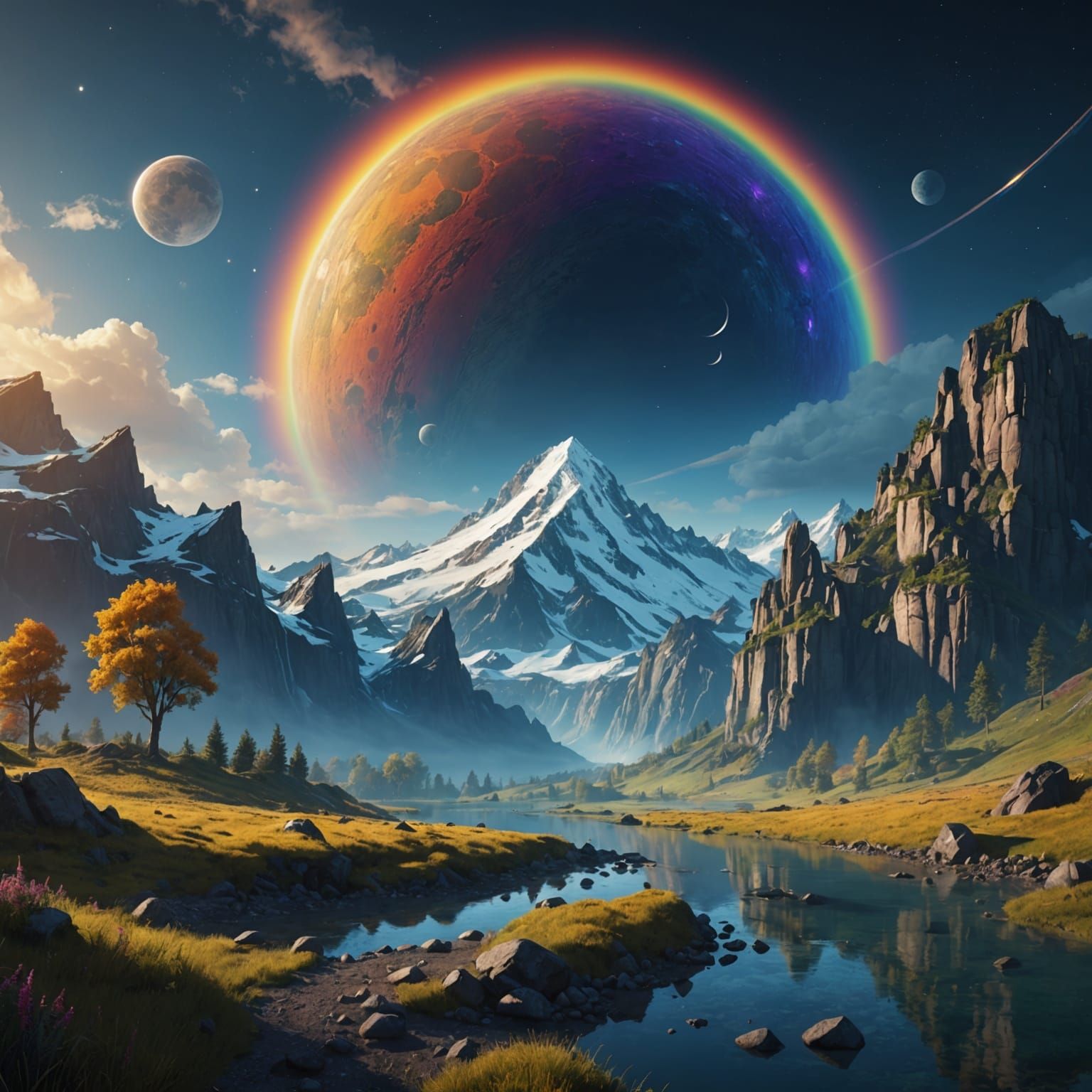 Rainbow Moon Fantasy Concept Art