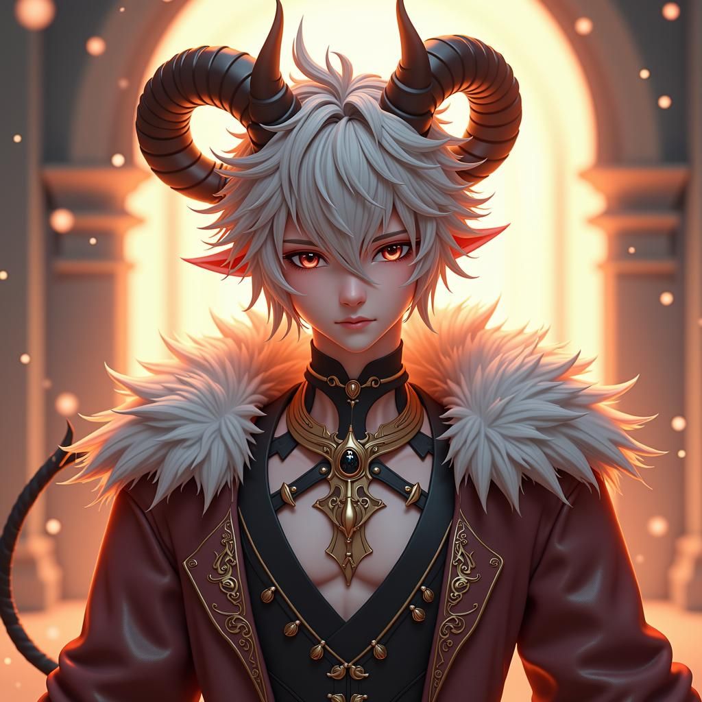 Majestic Demon in Ornate Attire: 3D Anime Art
