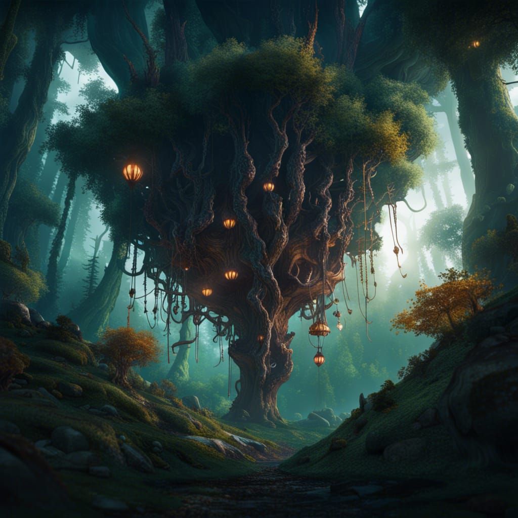 Enchanted Upside-Down Forest: Fantasy Concept Art