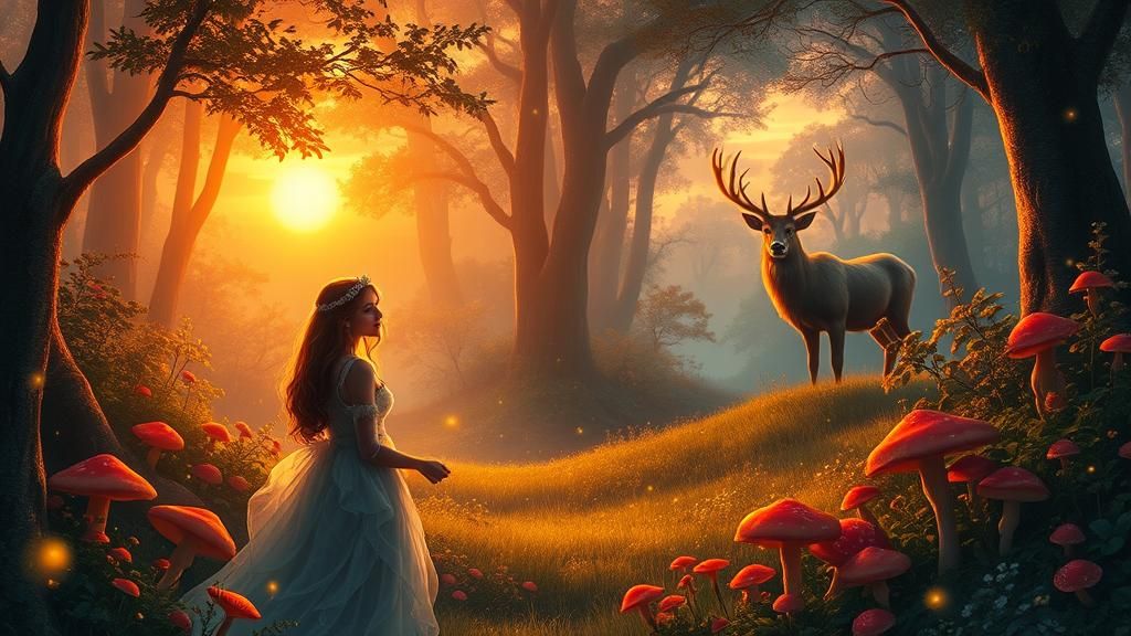 Serene Maiden in Forest: Ethereal Fantasy Art