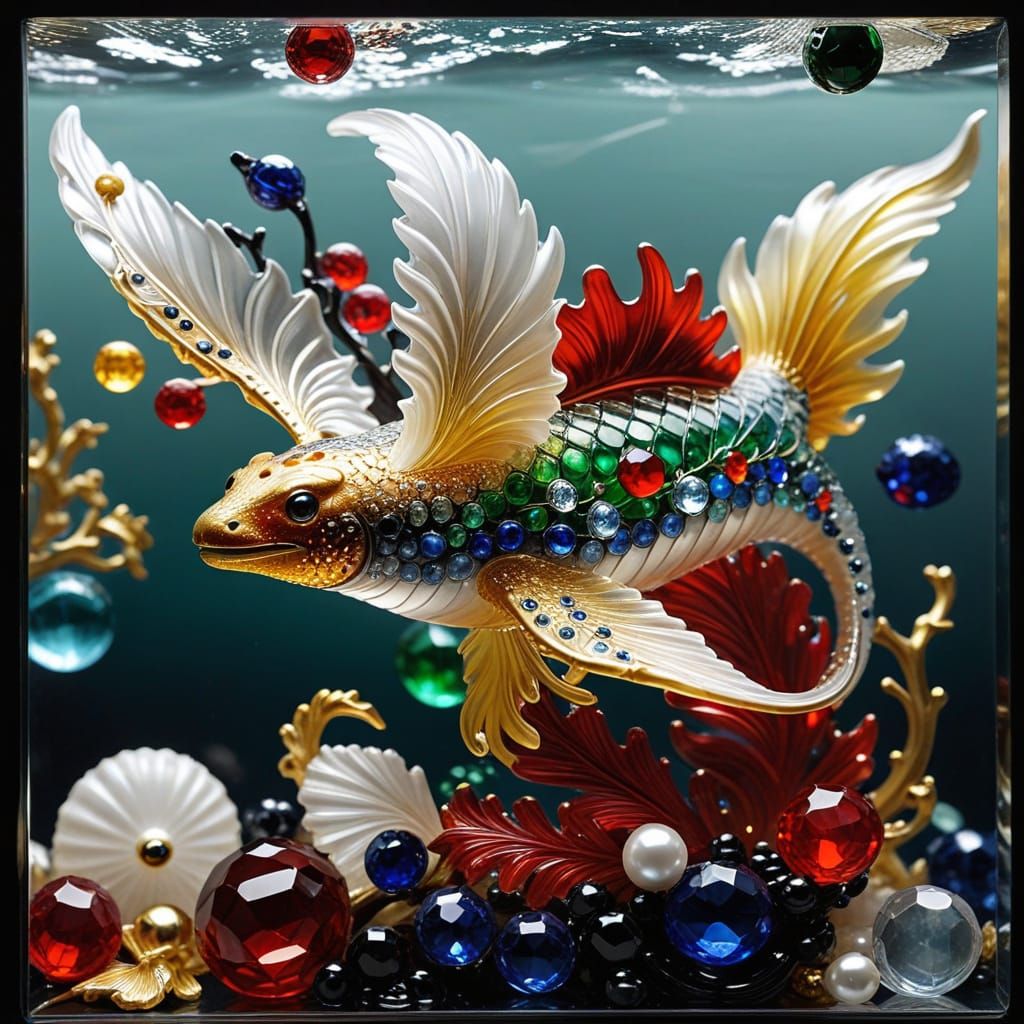 Luminous Crystal Glass Art in Luxurious Gold and Silver Acce...