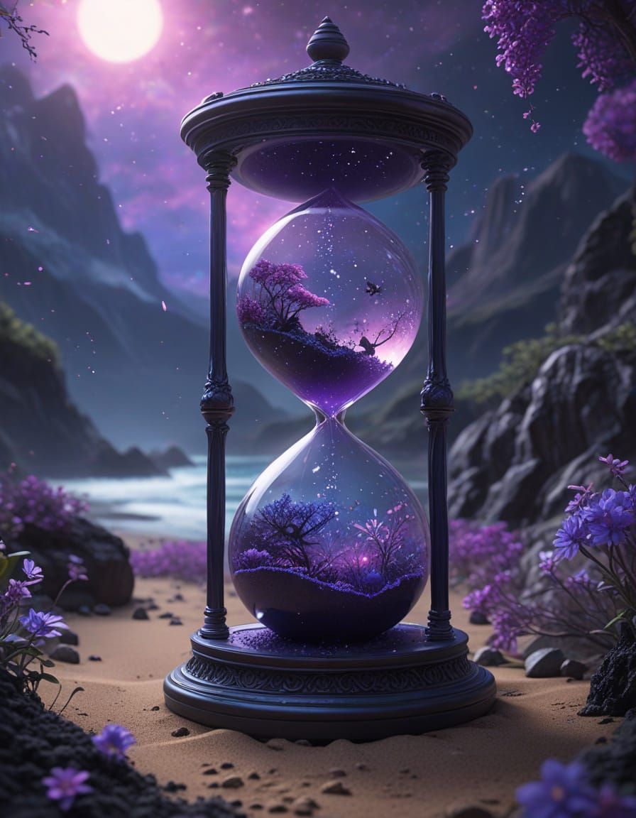 Ethereal Cosmic Hourglass in Dreamy Indigo Hues