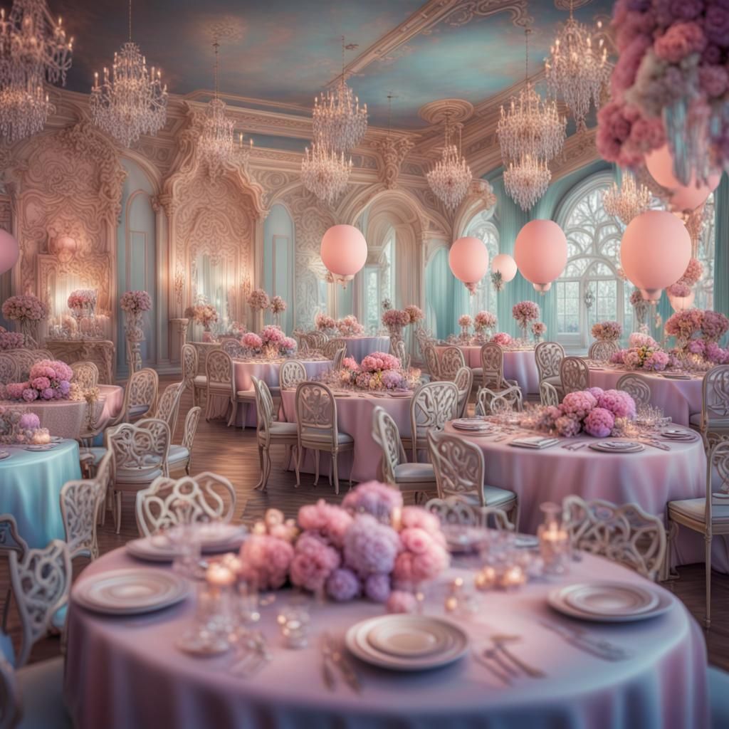 Hyperrealistic Pastel Party in Cinematic Style