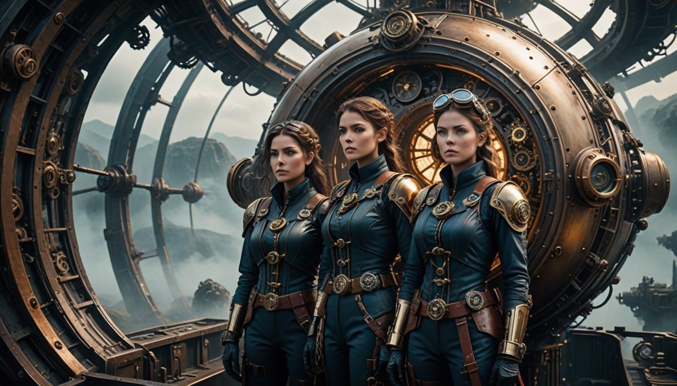 Steampunk Pilots Emerge onto Alien Landscape