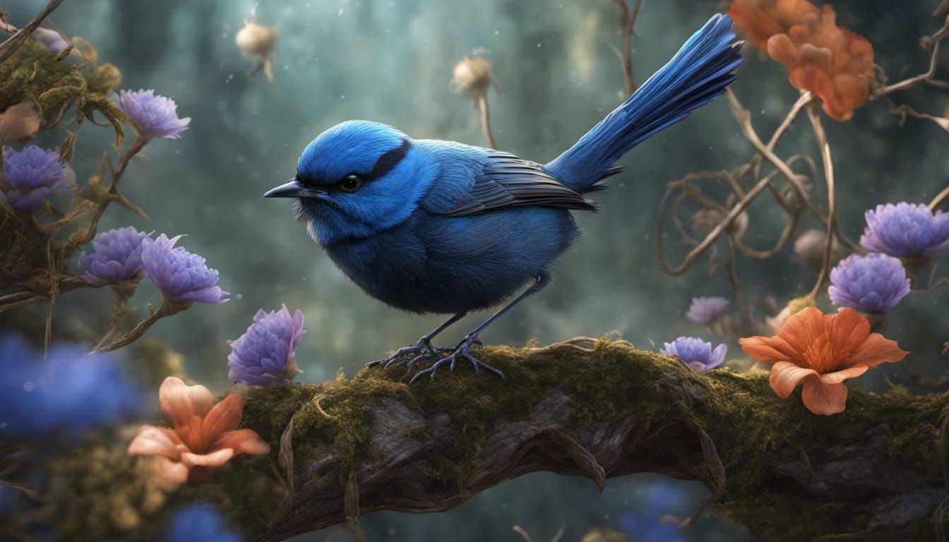Splendid Fairy Wren in Detailed Matte Painting