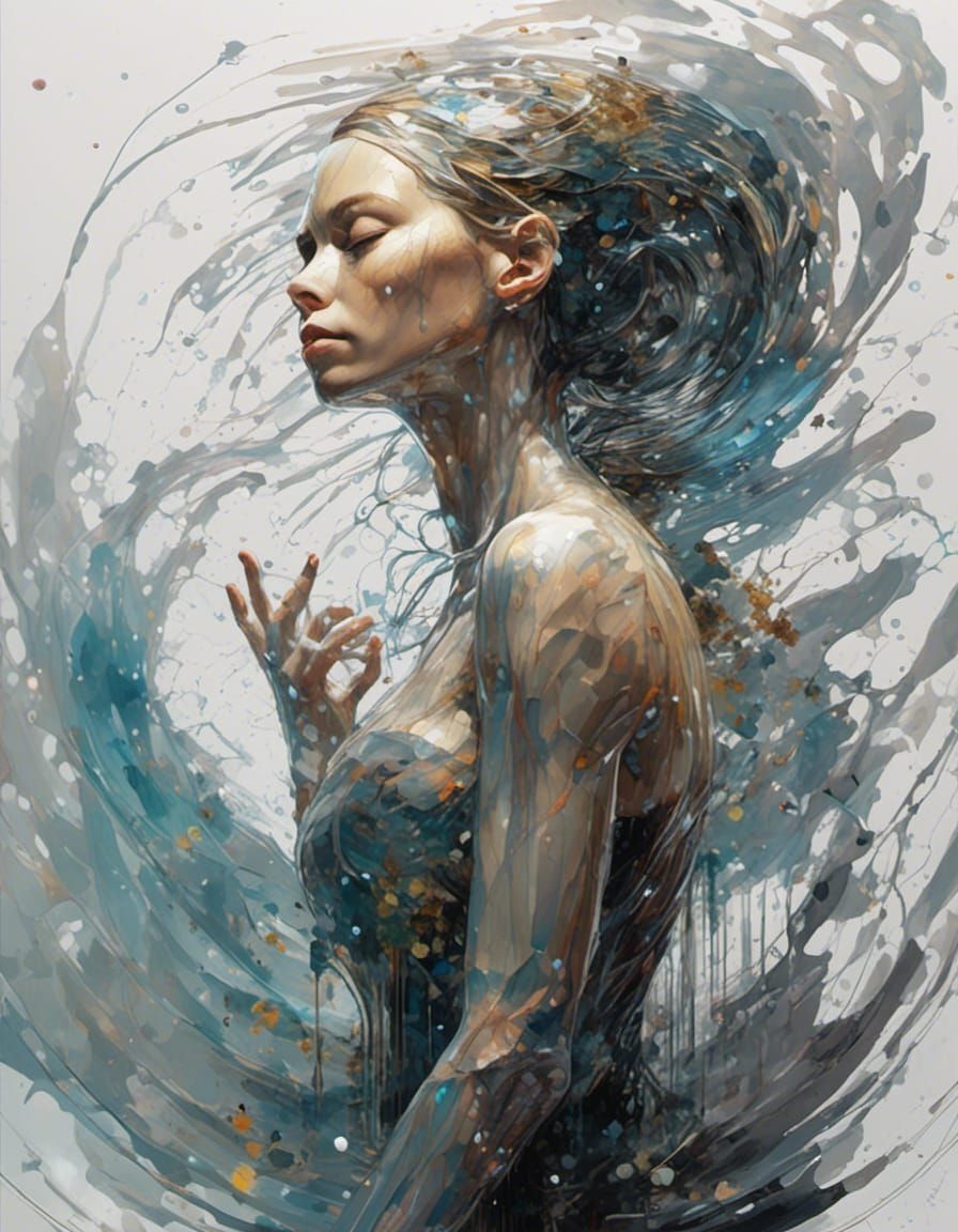 Defeated Warrior in Starry Waters, Digital Art