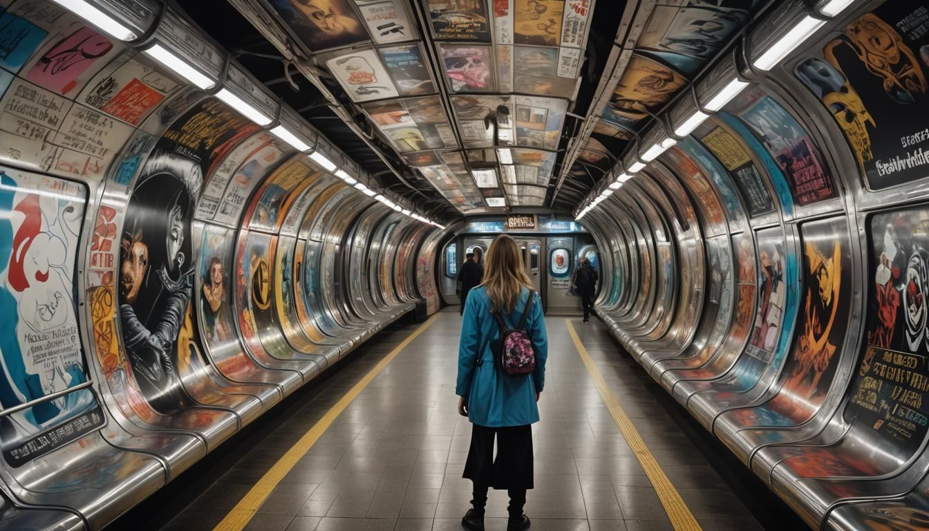 Futuristic Subway Tunnel in Surrealist Style