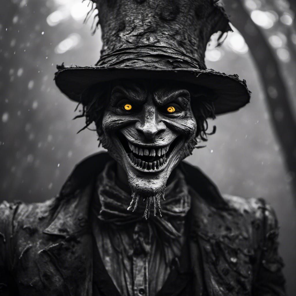 Monochrome Portrait of a Smiling Monster Boy