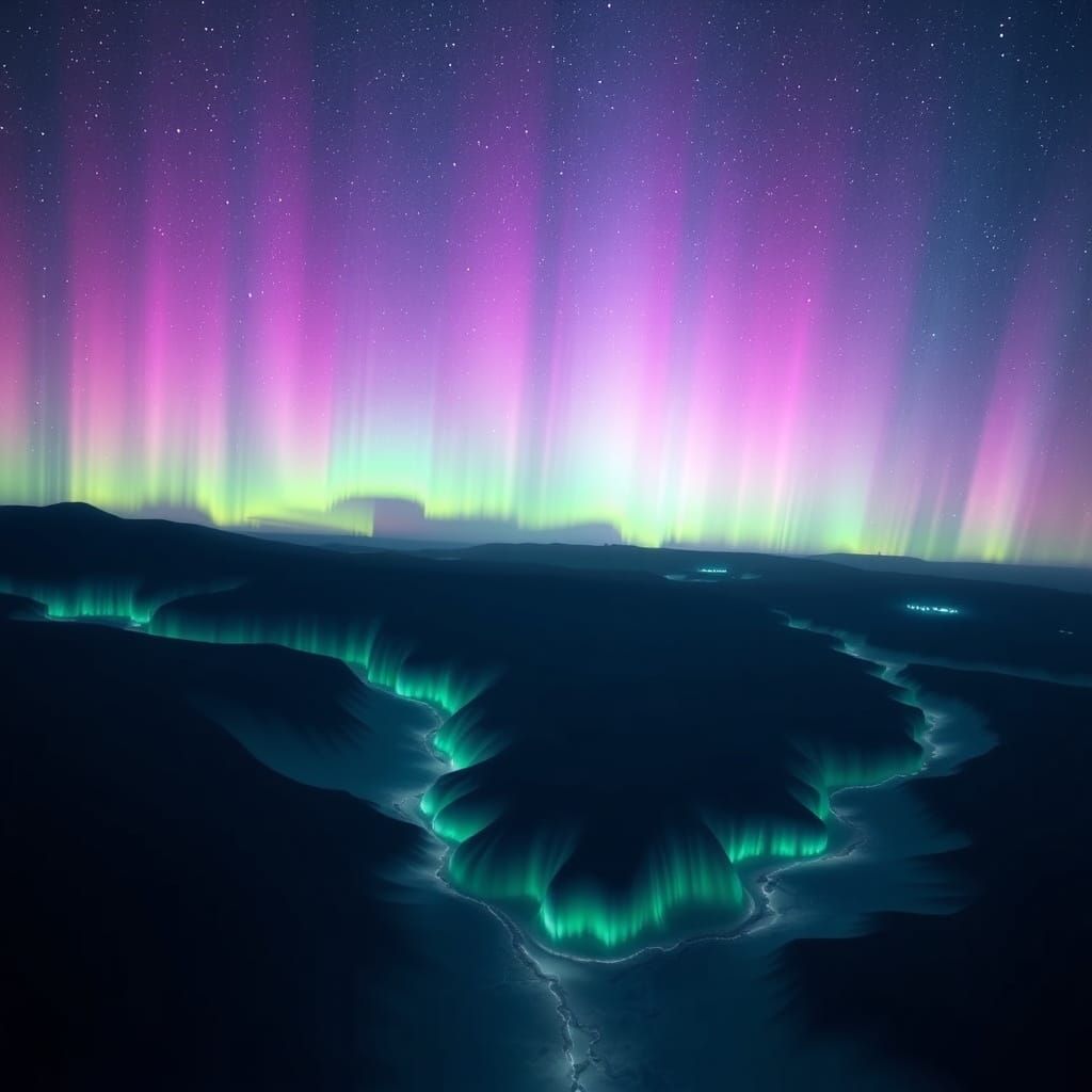 Aurora Borealis: Northern Lights in Ethereal Digital Art