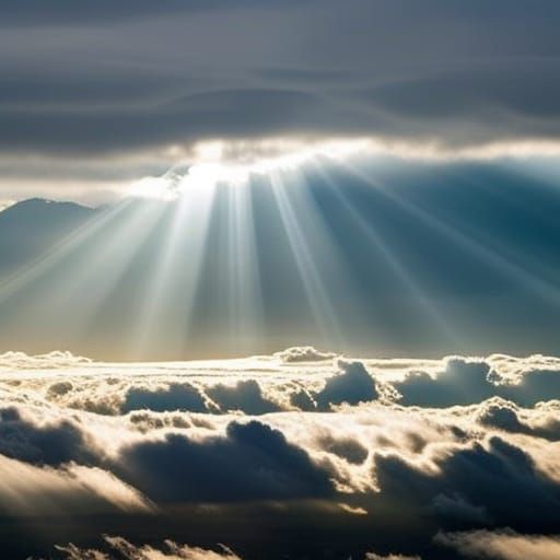 Heavenly Sunshine Beams Through Soft Clouds