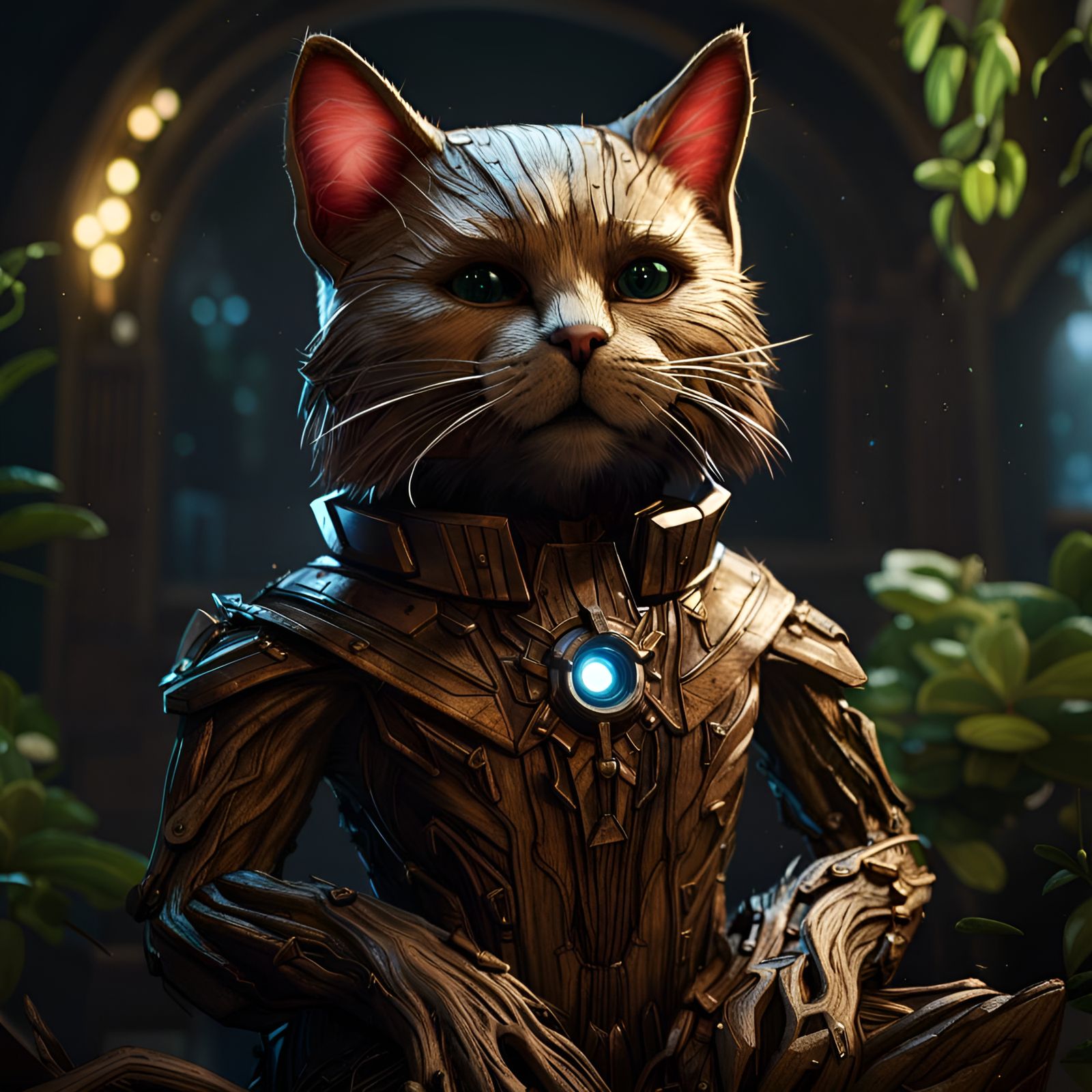 Cat as Groot: Dark Fantasy Concept Art