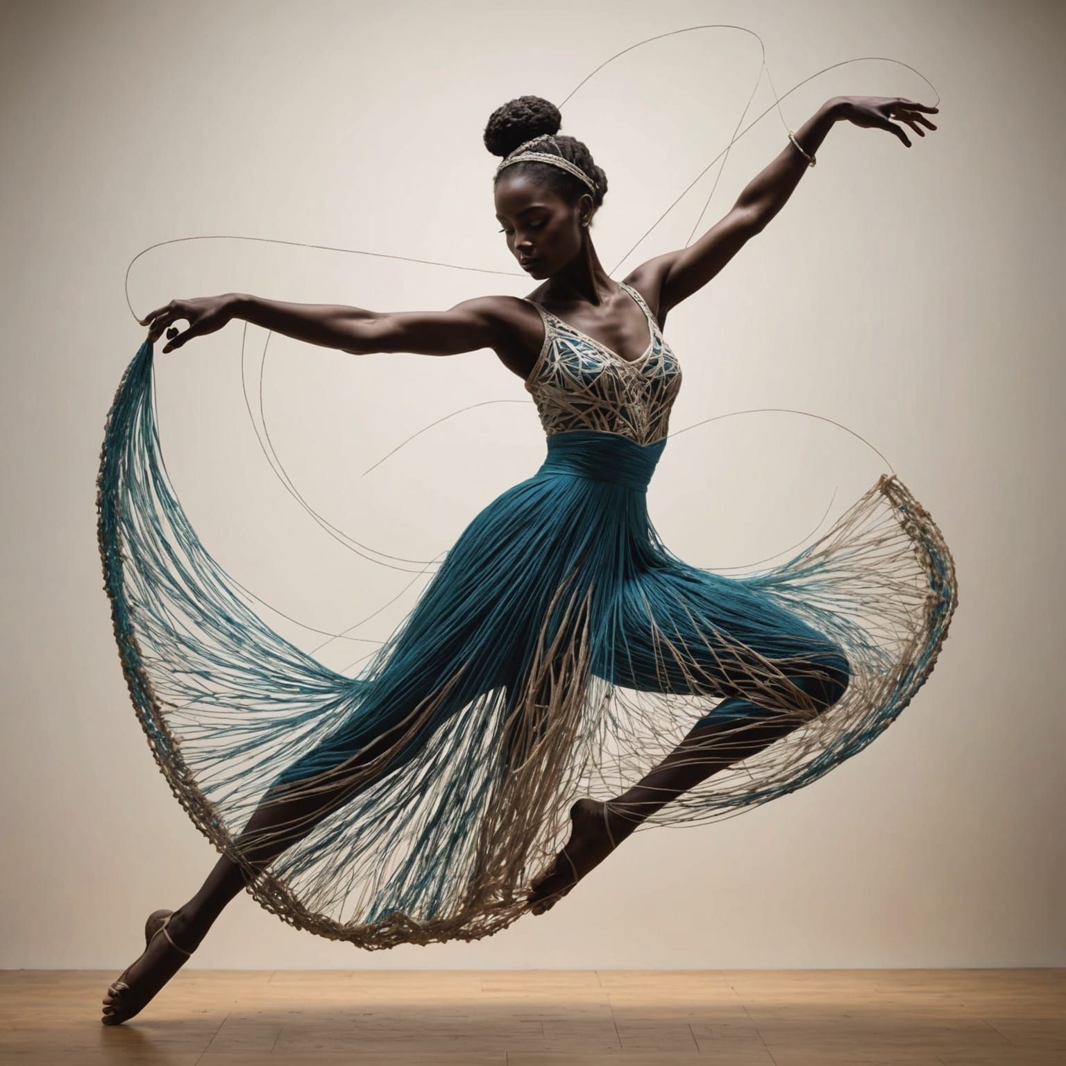 String Art Dancer in Motion: Grace and Fluidity