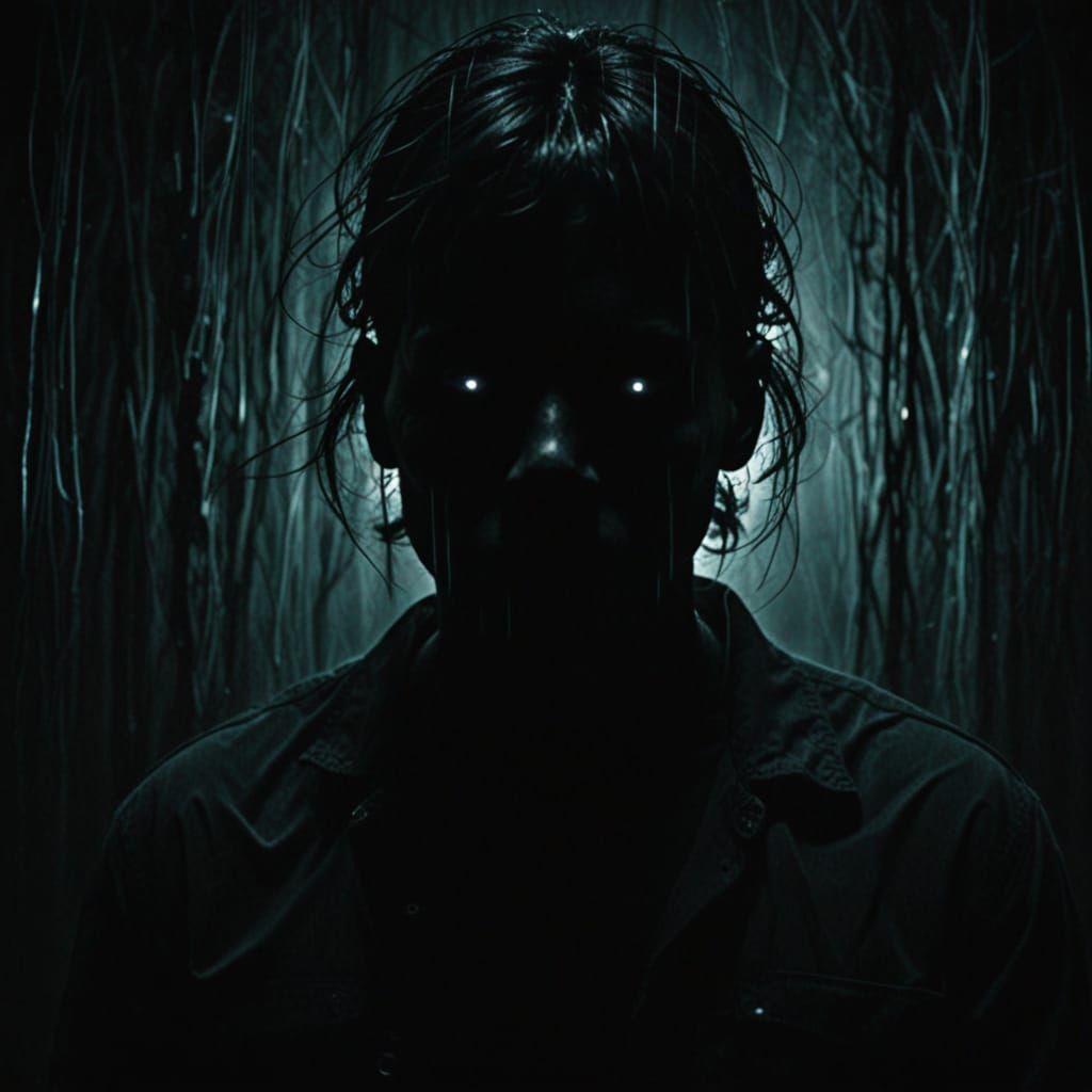 Surreal Dark Entity Emerges from Glitchy Void