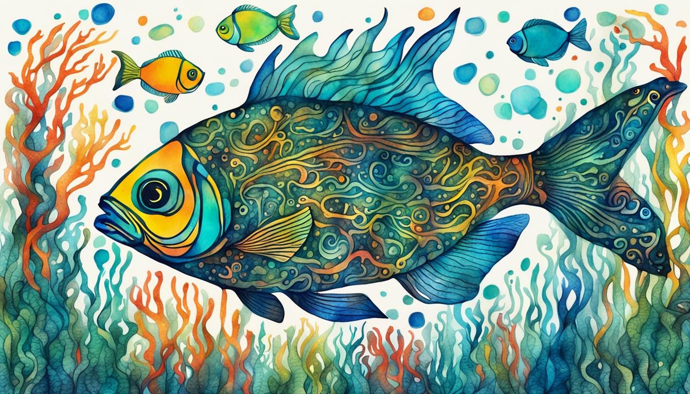 Whimsical Typographic Fish in Kelp Forest Poster