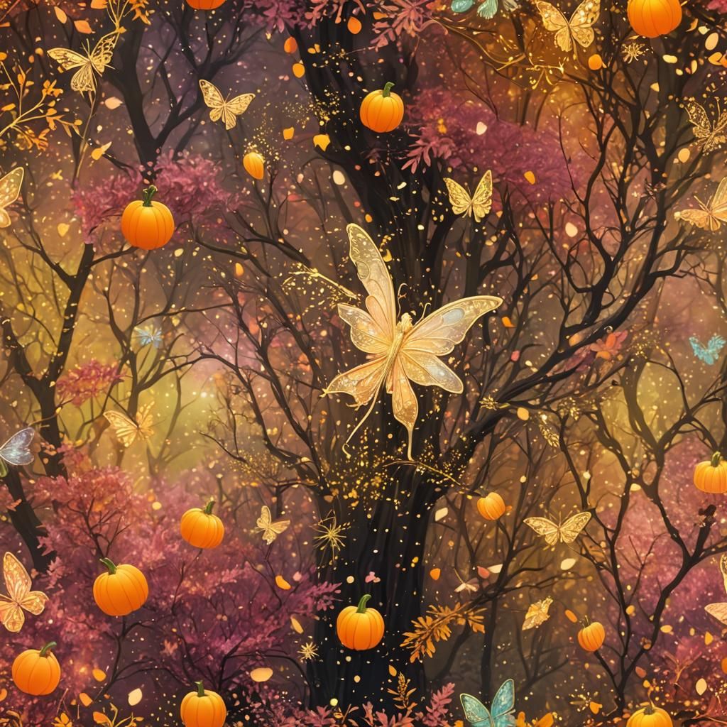 Thanksgiving Fairy Sprinkles Magic in Autumn Forest