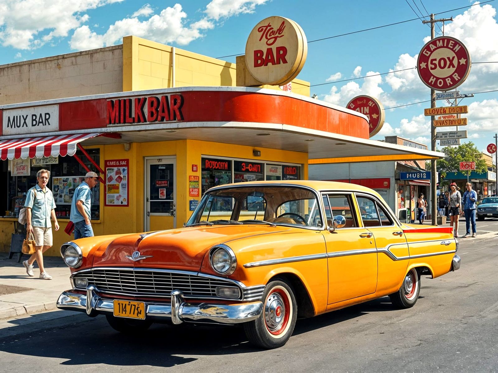 Surreal Vintage EH Holden Scene in Australian Suburban Life