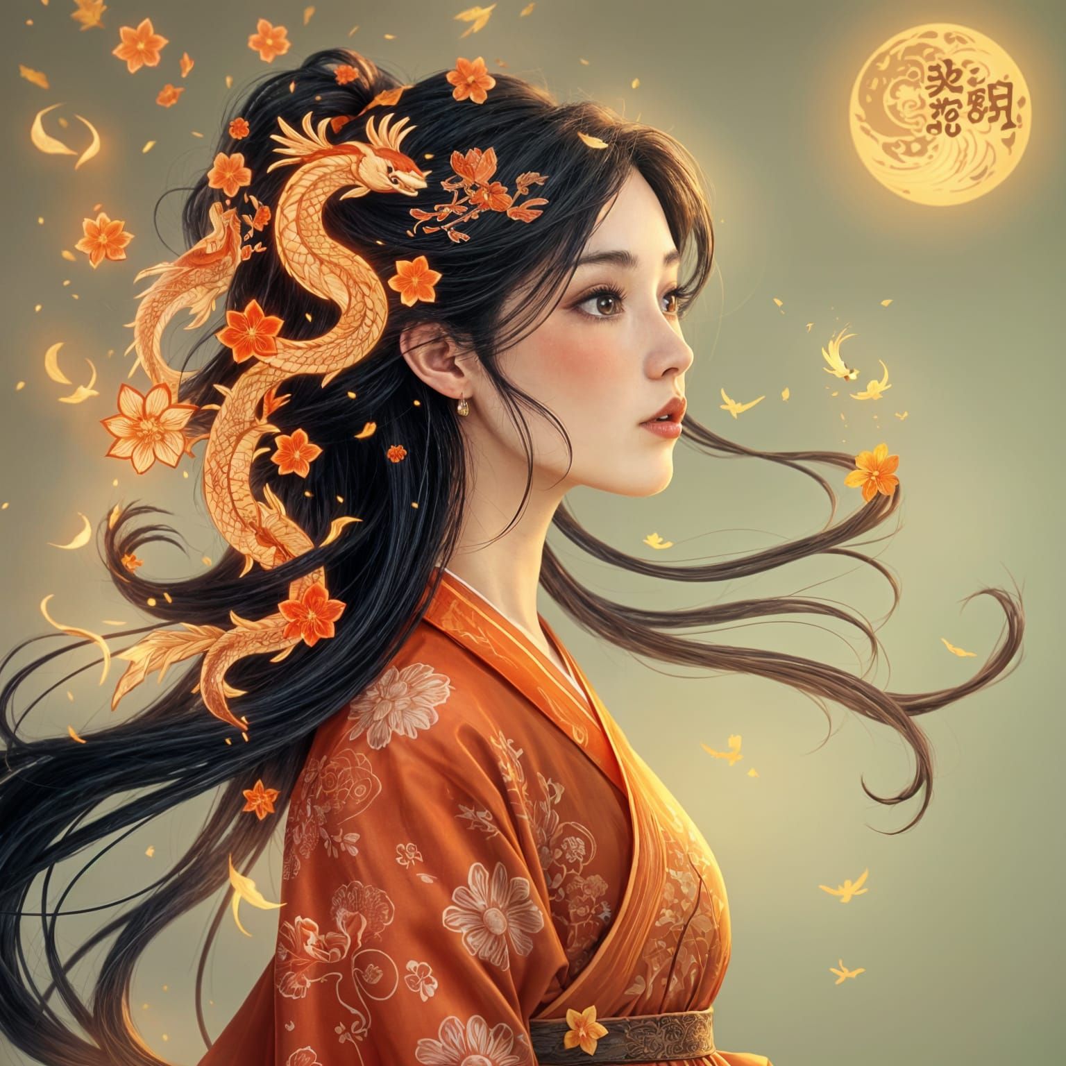 Chinese Goddess with Magical Hair