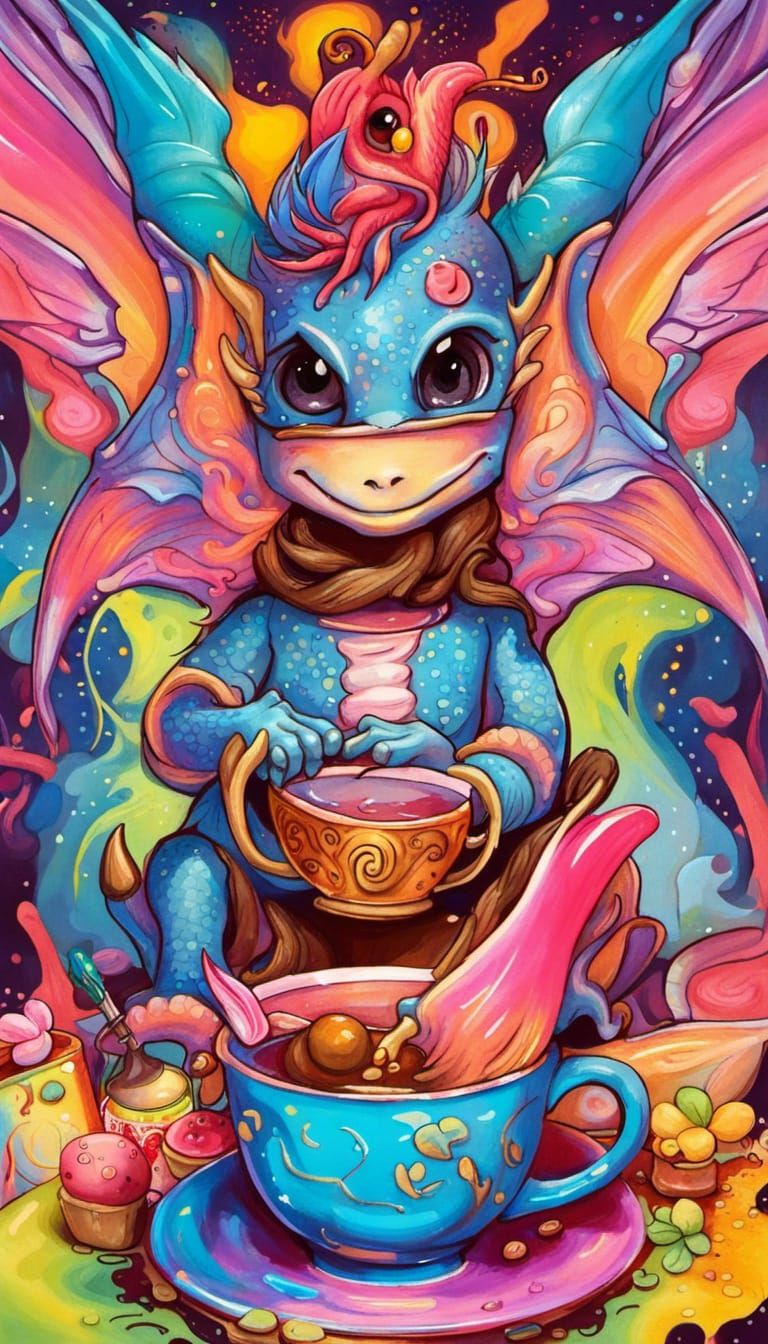 Baby Dragon's Magical Tea Party: Graffiti Art Style