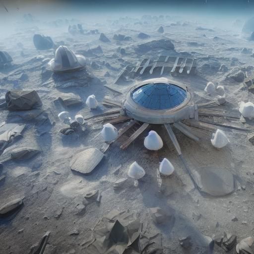 Lunar Gardeners: Spacesuits in Geodesic Dome, 3D Render