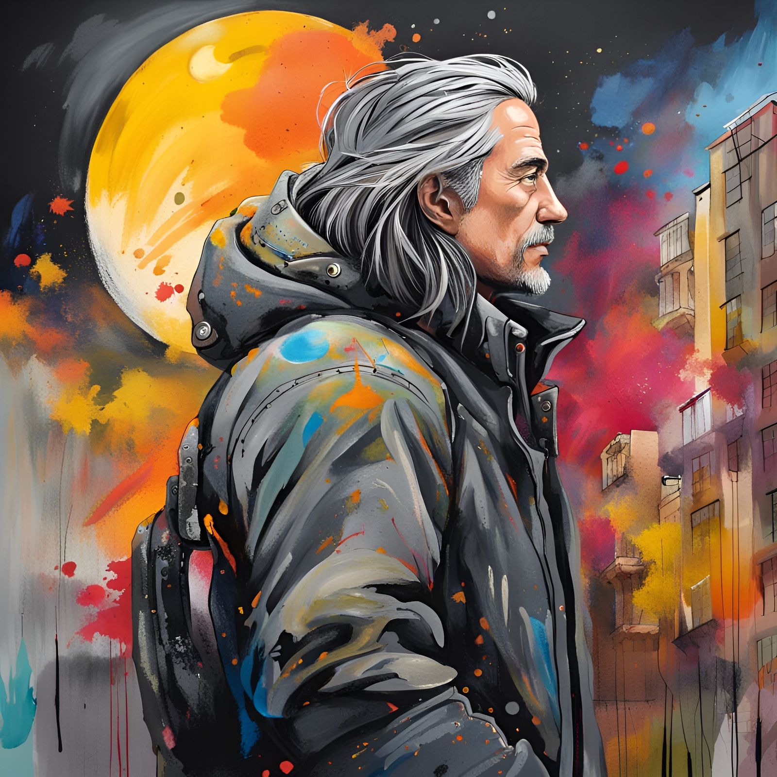 Ranger in Autumn City: Graffiti Art Style