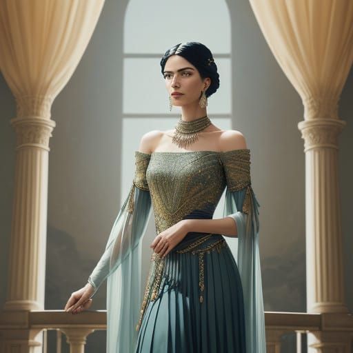 Elegant Cylindrical Gown in Intricately Pleated Silk