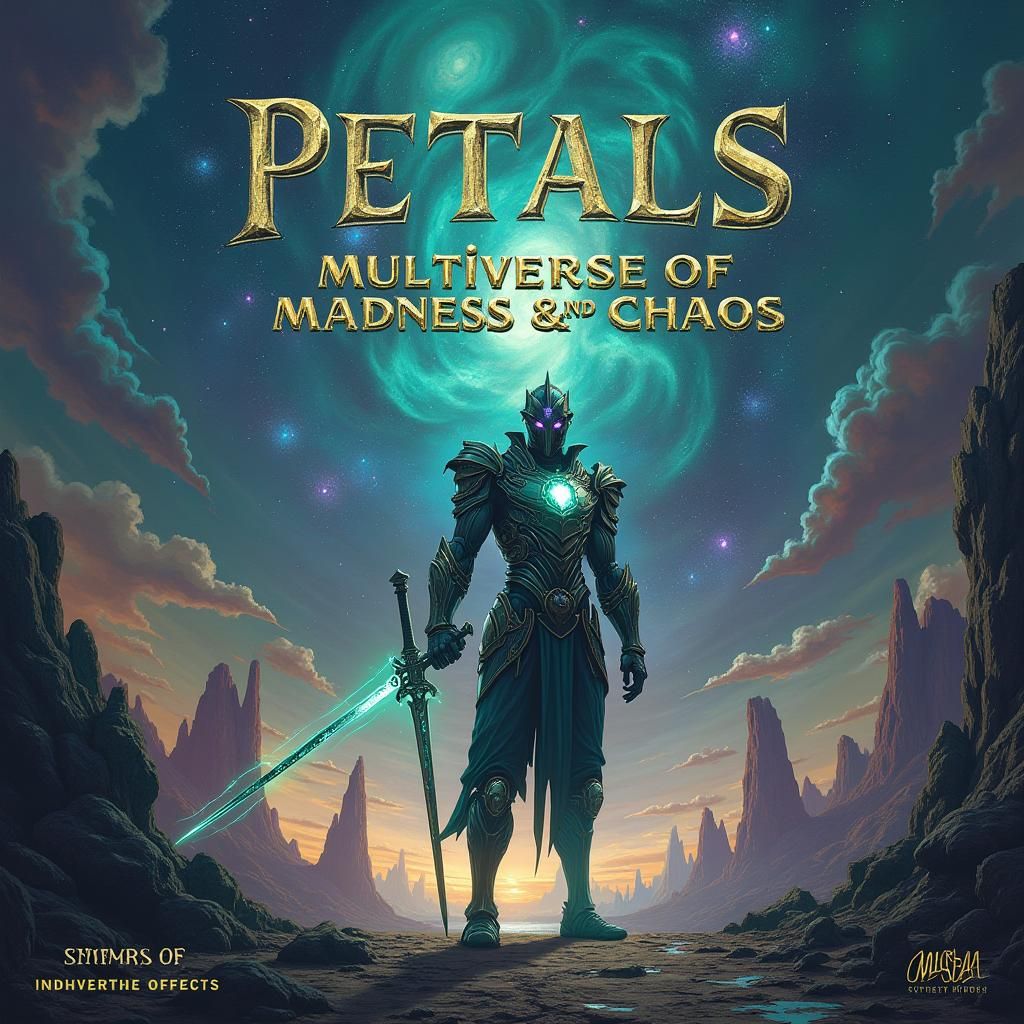 Cosmic Warrior in Surreal Biomechanical Landscape