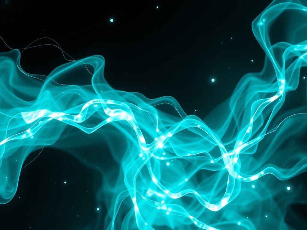 Glowing Turquoise Form in Dynamic Silver Lighting