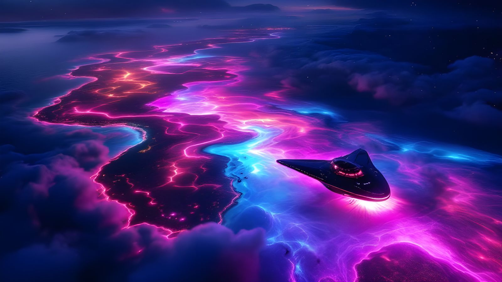 Bioluminescent Mothership Landing at Pearly Beach South Afri...