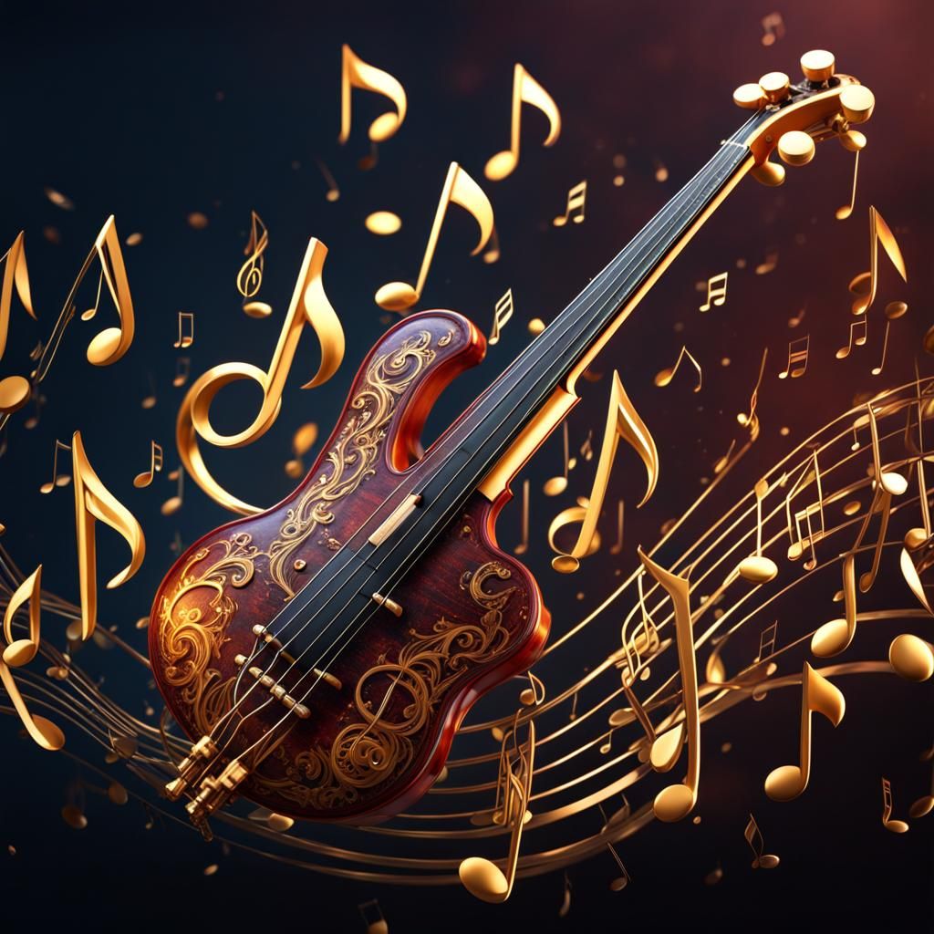 Explosion of Musical Notes: Detailed Matte Painting