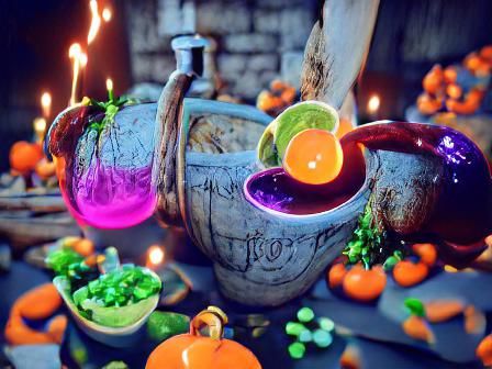 Enchanted Green Potion in Glass Bottle