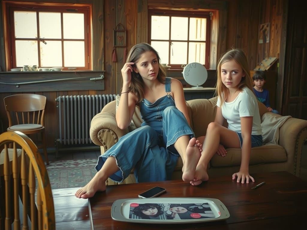 Farmgirl in a Moment of Rural Intimacy