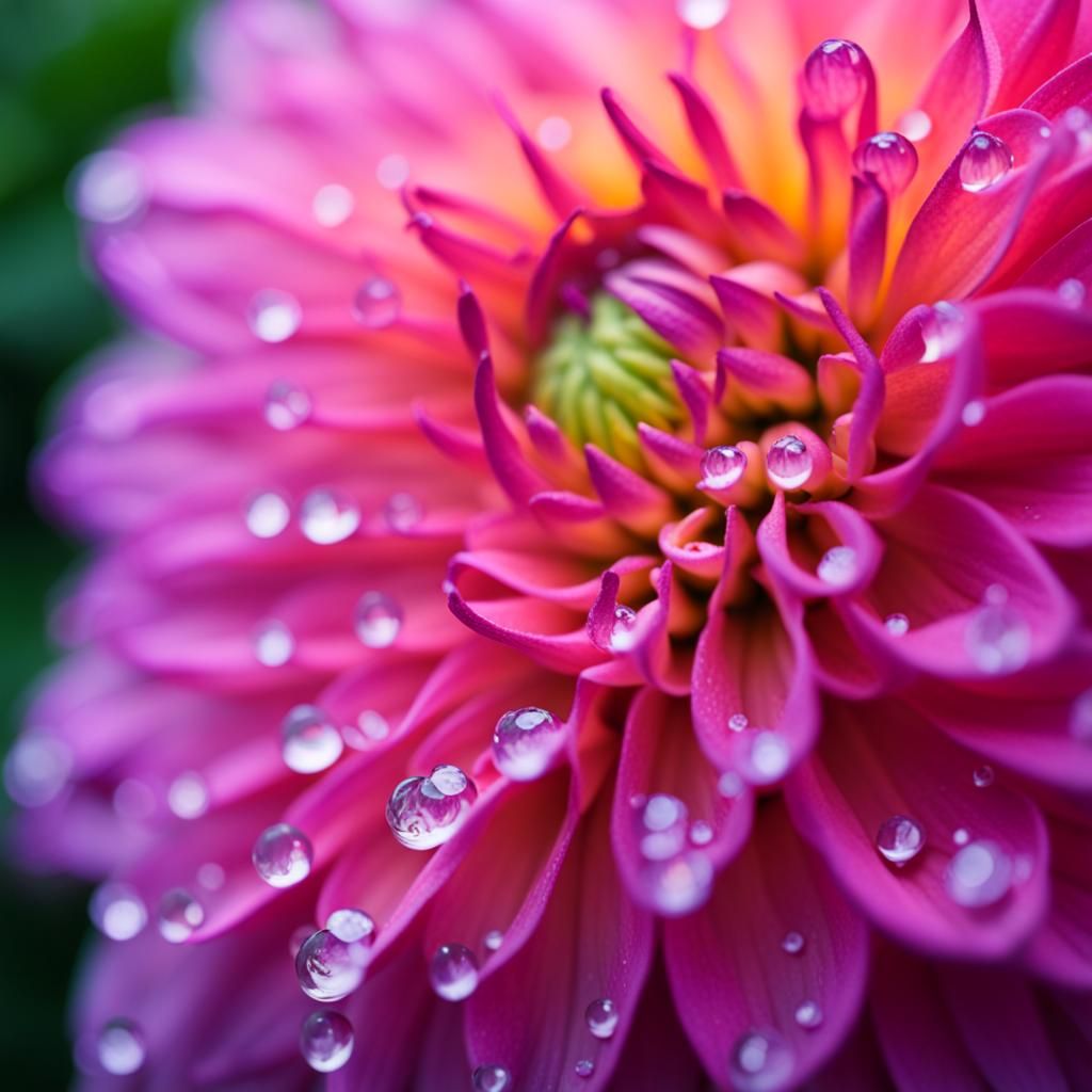Dewdrops Adorn a Dahlia: Professional Photography