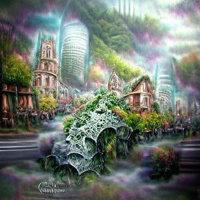 City Overgrown: 8-bit Digital Illustration