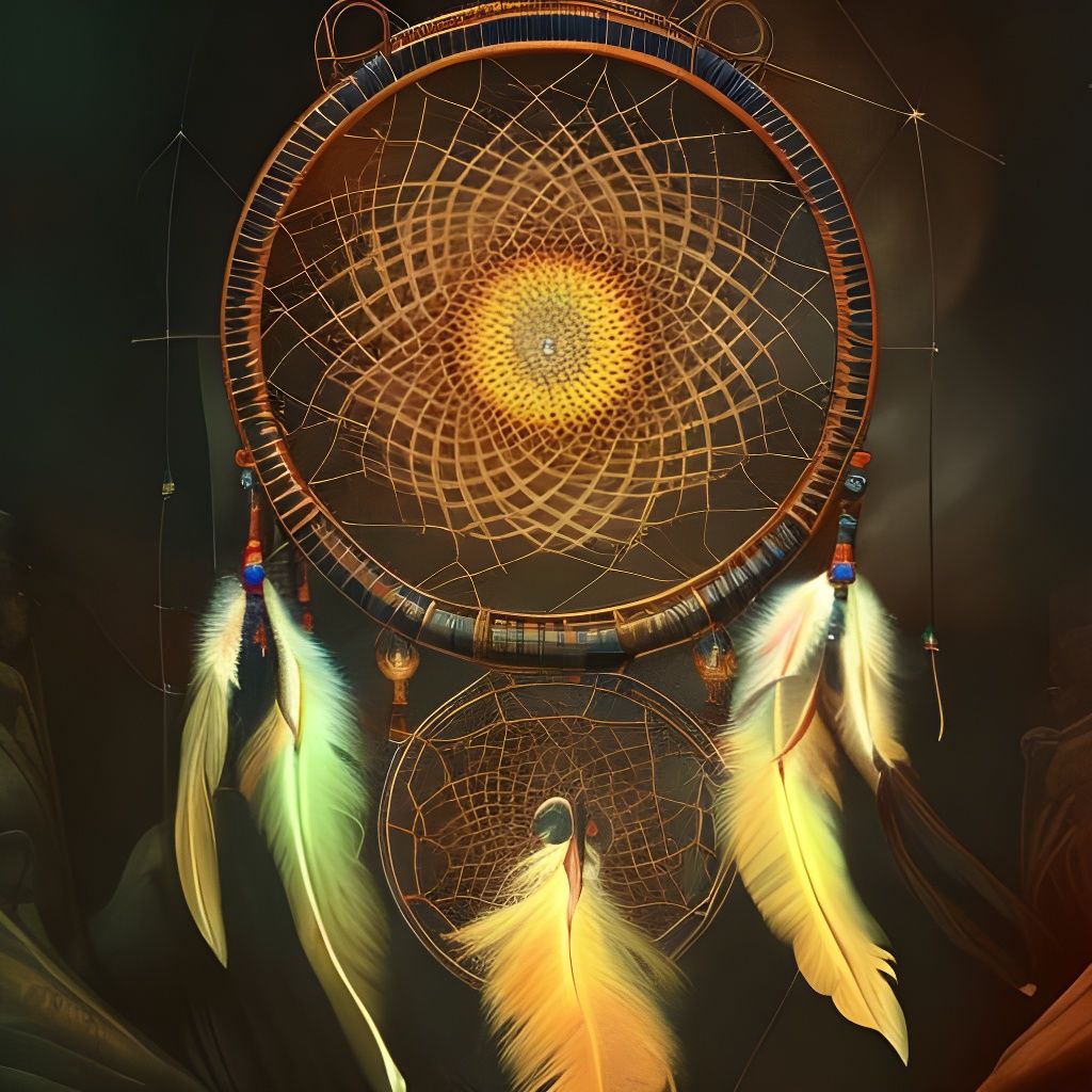 Ornate Dreamcatcher in a Detailed, Colorful Style