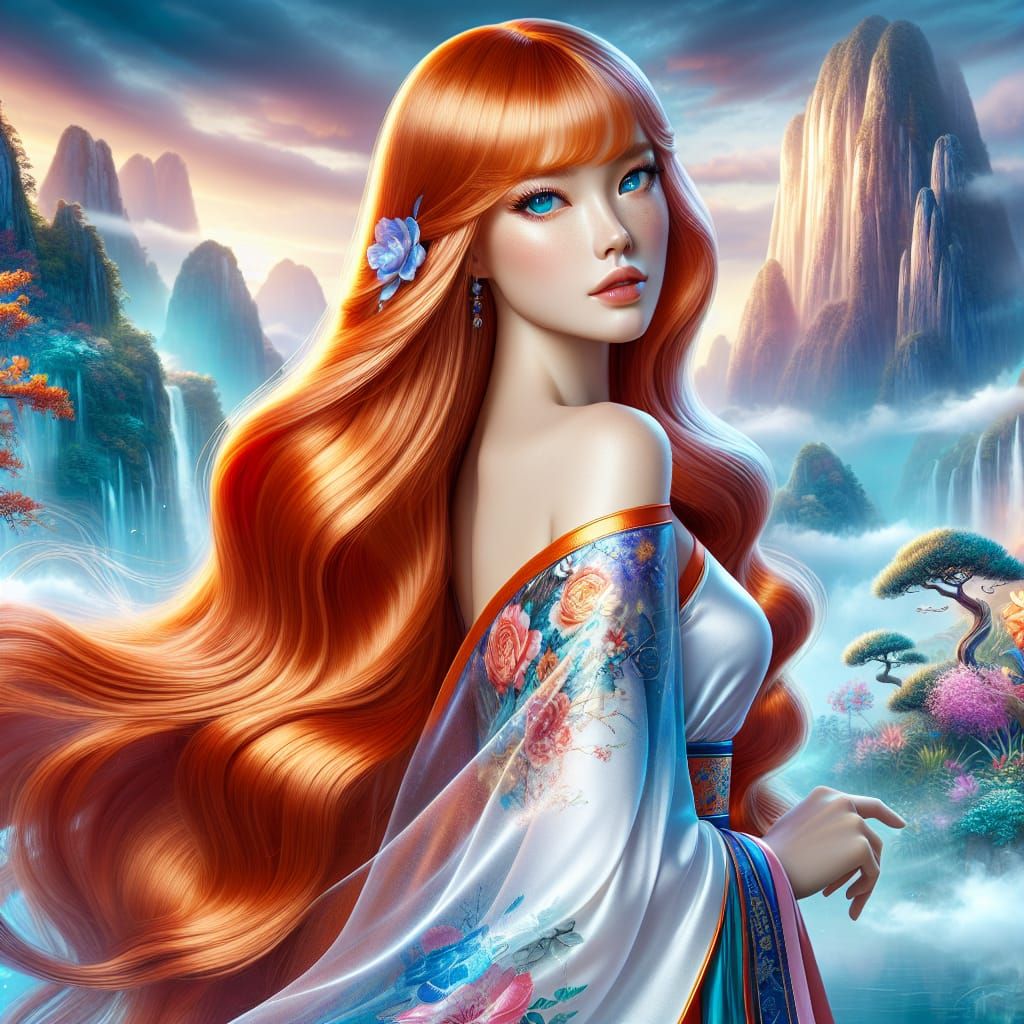 Graceful Woman in Traditional Chinese Dress