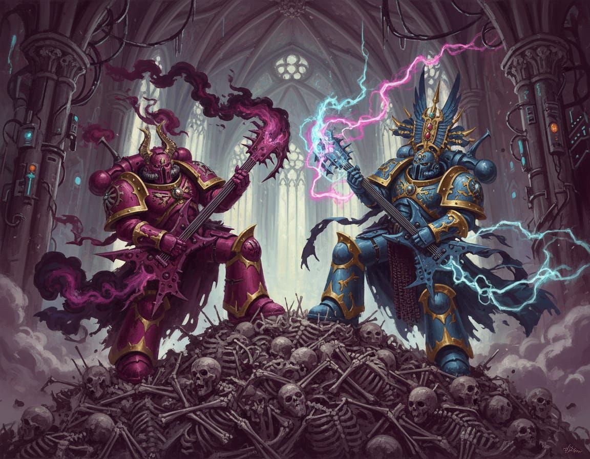 Warhammer Battle: Noise Marine vs Sorcerer in Gothic Cyberpu...