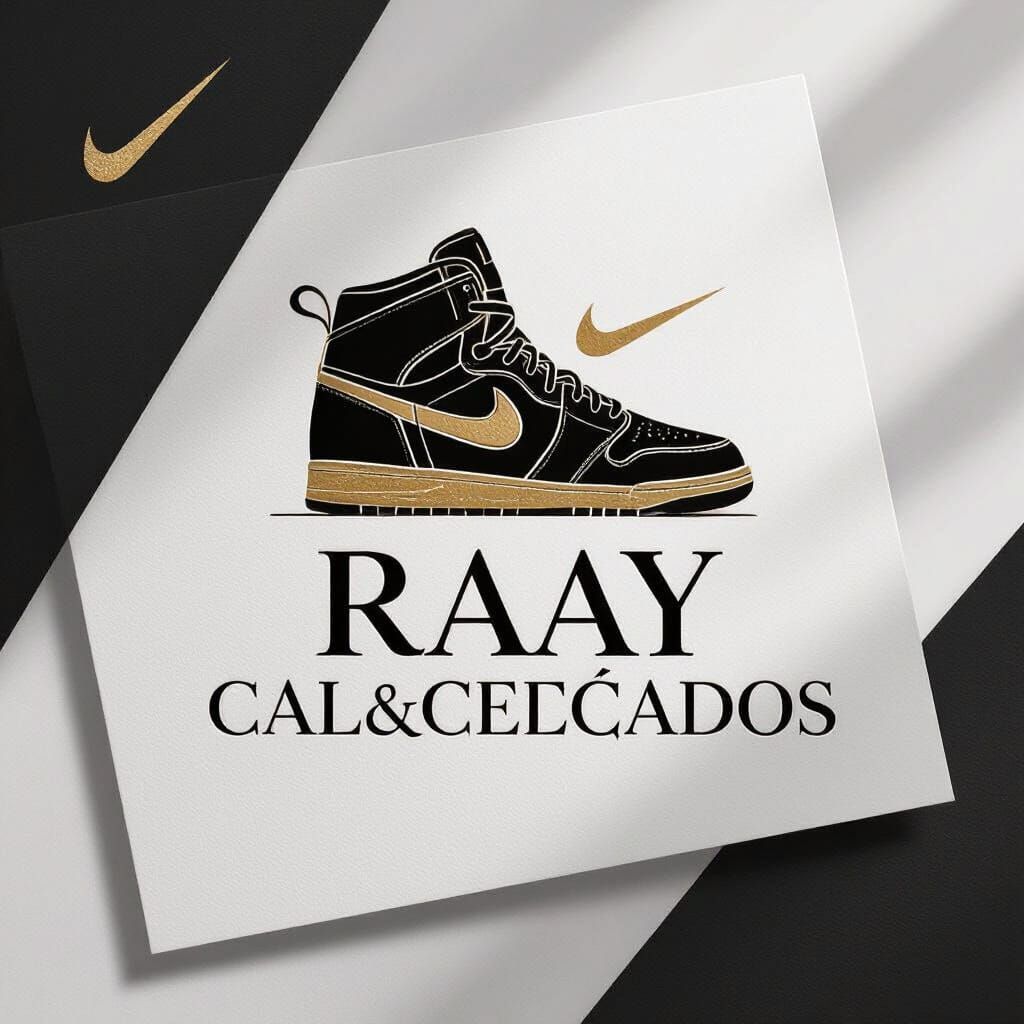 Raay Calçados Logo: Luxury Black and Gold Shoe Branding