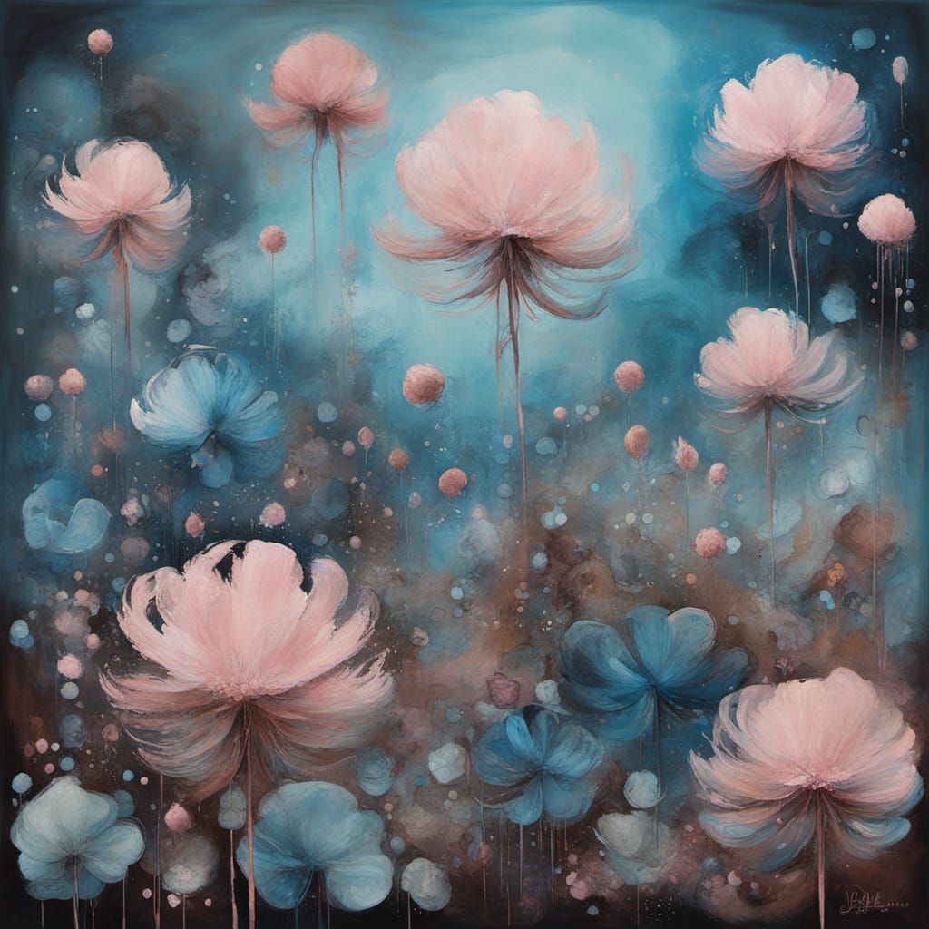 Surreal Abstract Prairie Painting in Cyberpunk Style