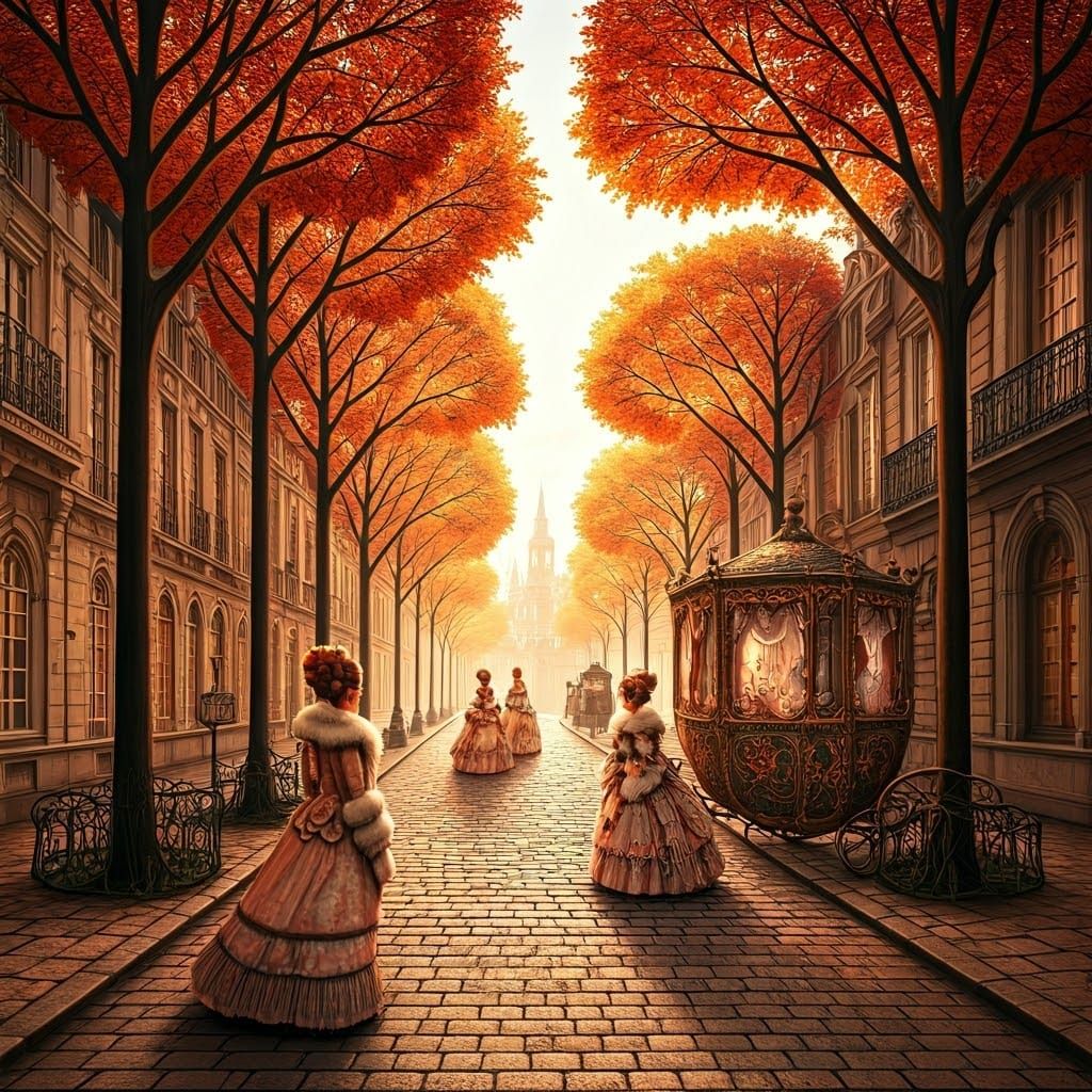 Ornate Autumn Landscape in Rococo Style