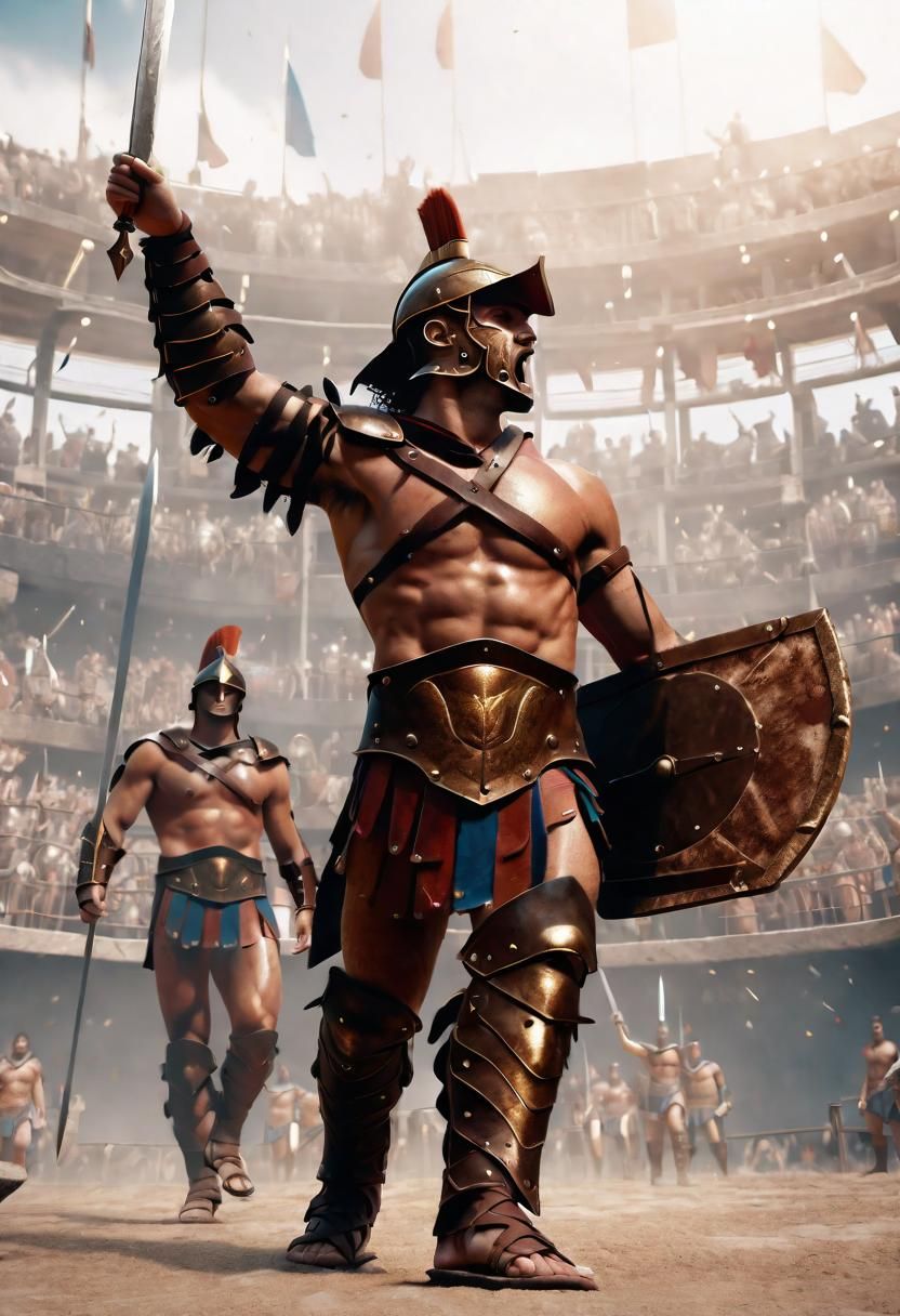 Dimachaerus gladiator salute crowd