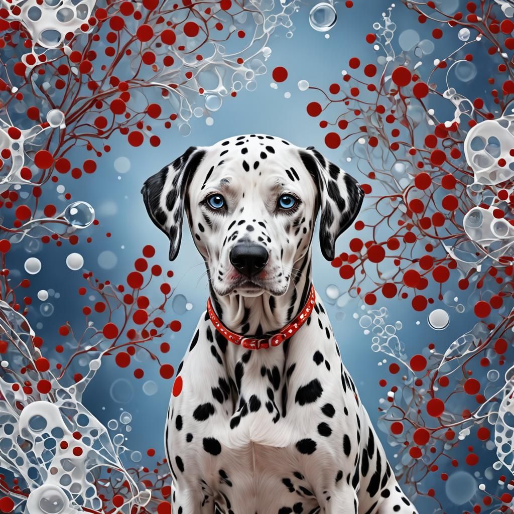 Elegant 3D Dalmatian with Polka Dot Background