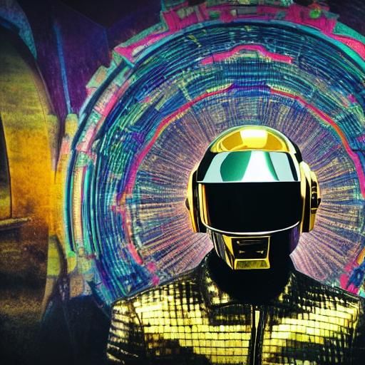 Daft Punk in Psychedelic Hyperrealistic Style