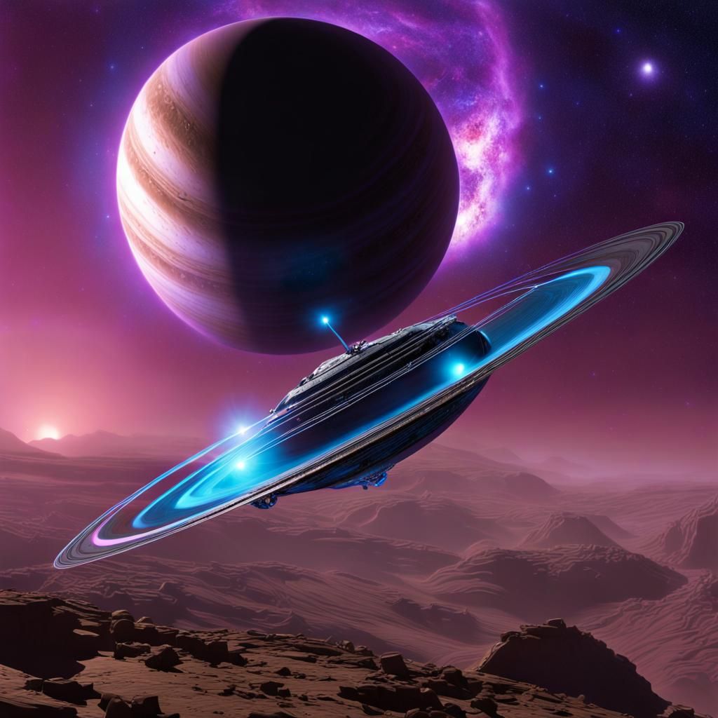 Starship Spiraling into Planetary Rift: Biomechanical Art