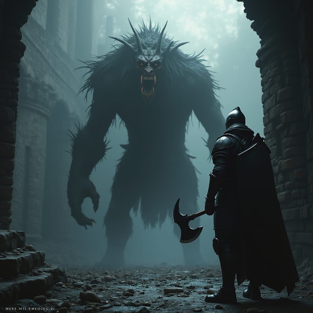 Knight and Demon in Fortress Ruins