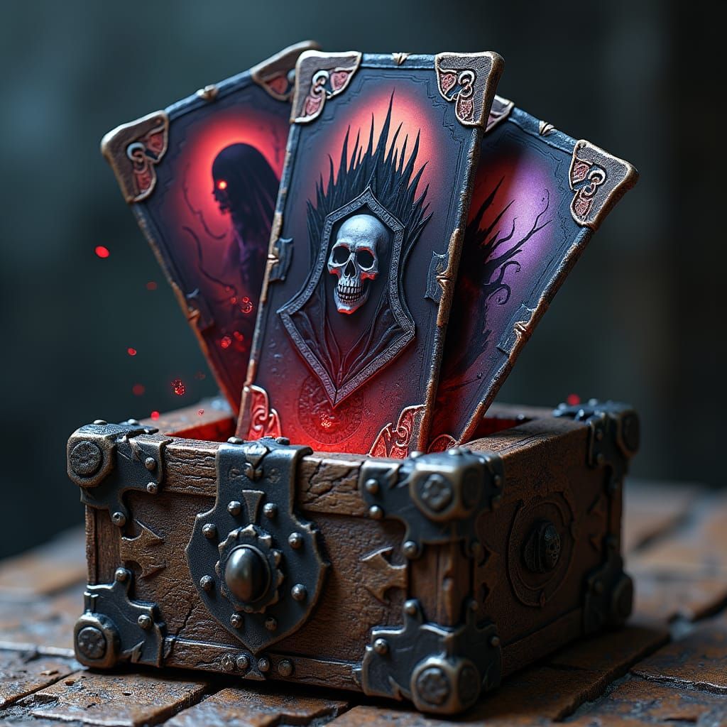 Cursed Deck of Many Things in Dark Fantasy Style