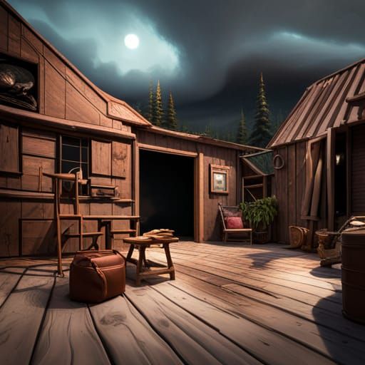 Rustic Cabin Interior in 3D Digital Art