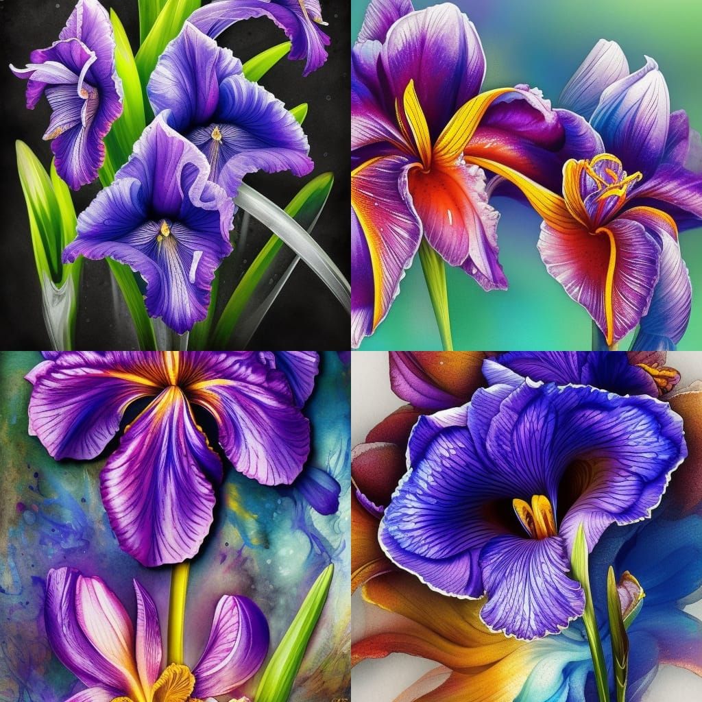 Photorealistic Dwarf Iris Flowers in Bloom