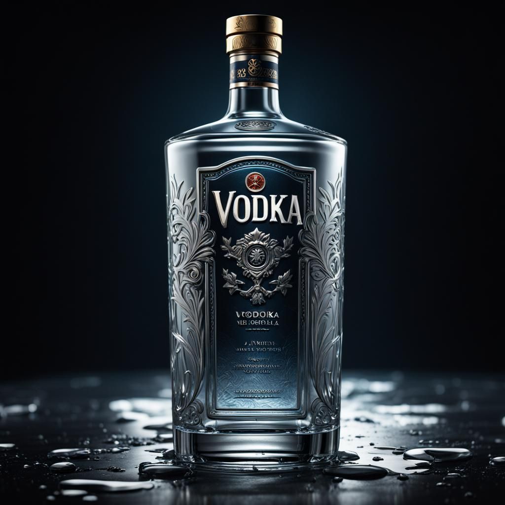 Hyperrealistic Au Vodka Bottle with Legs, Dark Fantasy