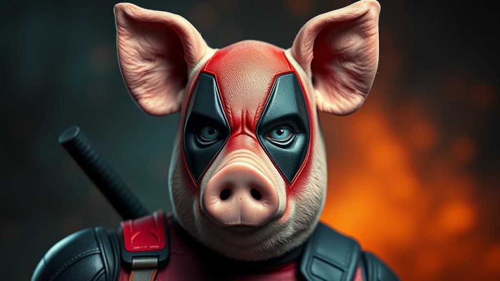 Deadpool's Pig Disguise: Hyperrealistic Professional Photogr...